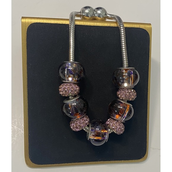 Mixed Fashion Jewelry Lot Purple Pink Hues 7 pc Necklaces Earrings Bracelet EUC - Picture 10 of 16